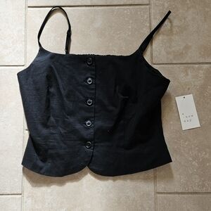 A NEW DAY Black Button-Up Women's Tank CamI SIZE SMALL